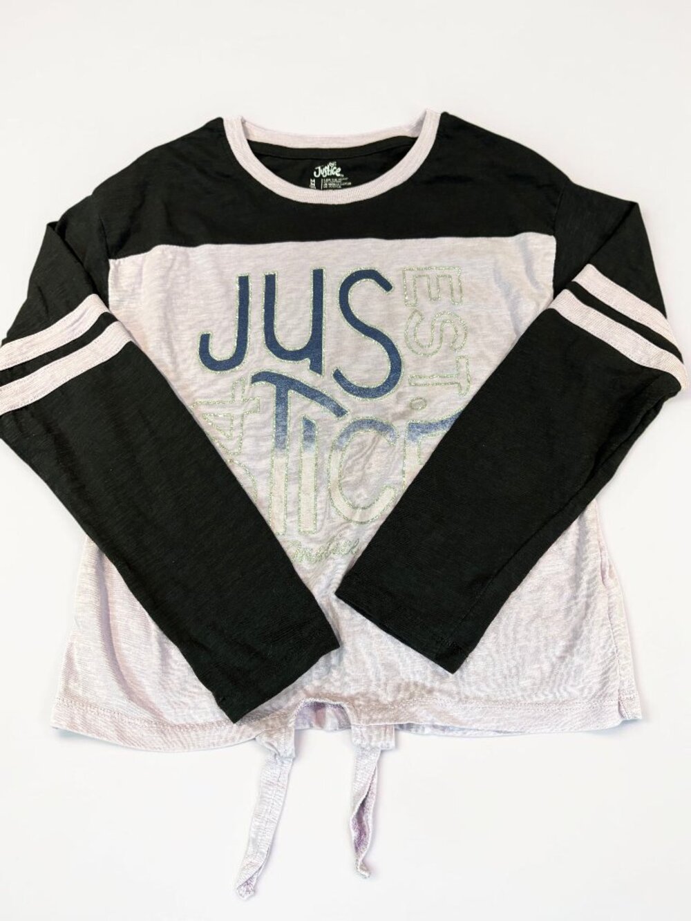 Girls Justice Sporty Black/Purple Size Medium (10) Long Sleeve Shirt (SKU: 182G)
